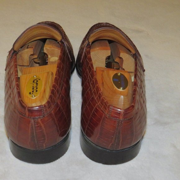 J.M. Weston 180 Brown Crocodile Belly Loafers 9E - Picture 7 of 11